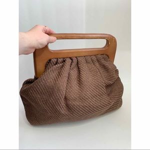 COLAB WOVEN HOBO BOHEMIAN WOODEN HANDLE PURSE